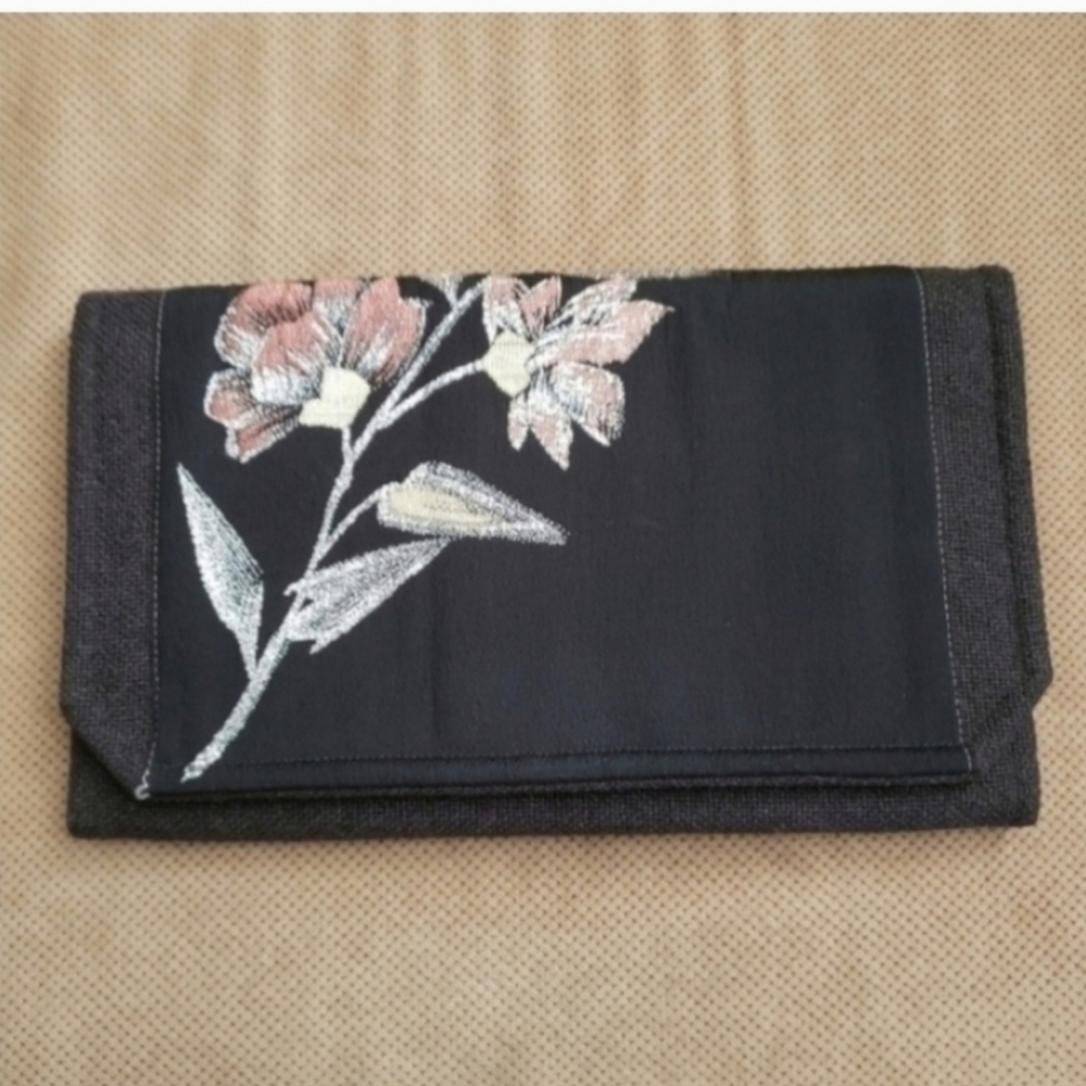 Vintage Kimono Floral Fabric Handmade Clutch